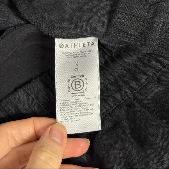 Athleta Retreat 100% Linen Wide Leg Pant Black Sz S - Picture 5 of 16